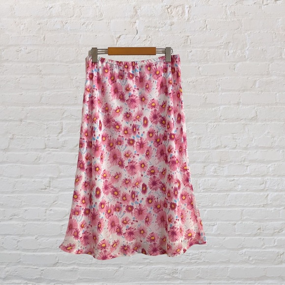 122. APART IMPRESSIONS Pink Floral Midi-Skirt - Size 12 - Picture 2 of 5